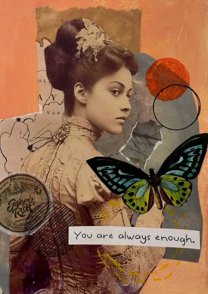 handmade art journal showing the different techniques to create depth