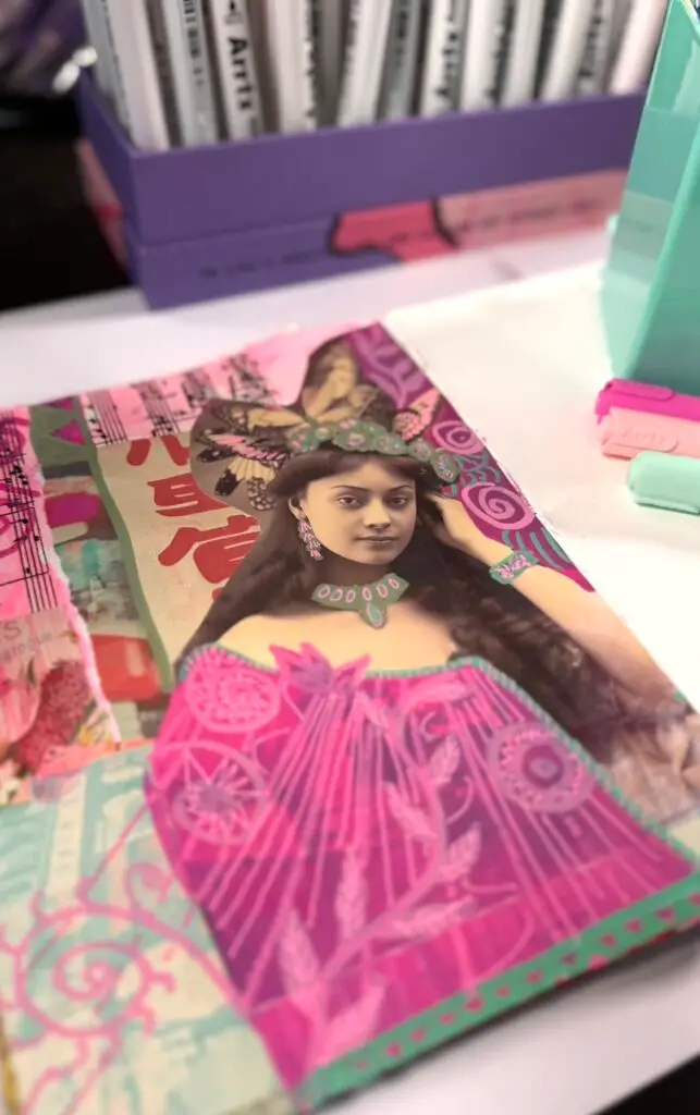 handmade art journal an example of complementary color scheme