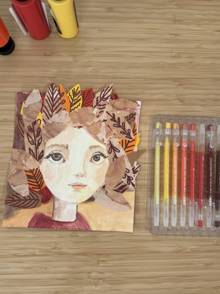 hand painted whimsical face of fall
