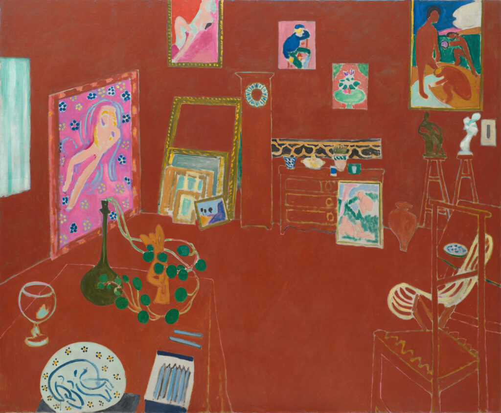 L'Atelier rouge, par Henri Matisse an example of the red color and how it gives energy.