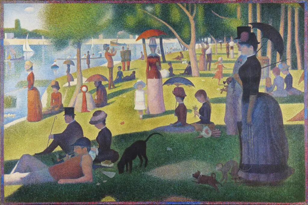 A Sunday Afternoon on the Island of La Grande Jatte. showing depth by placement.