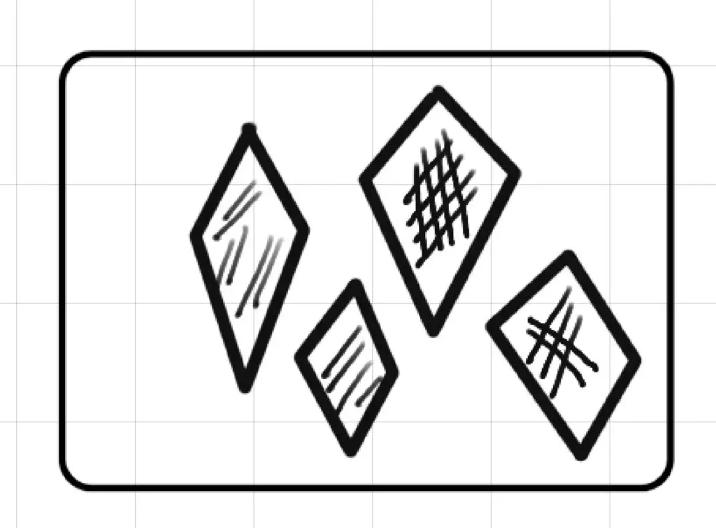 drawn diamond shapes inspired by Gustav Klimt