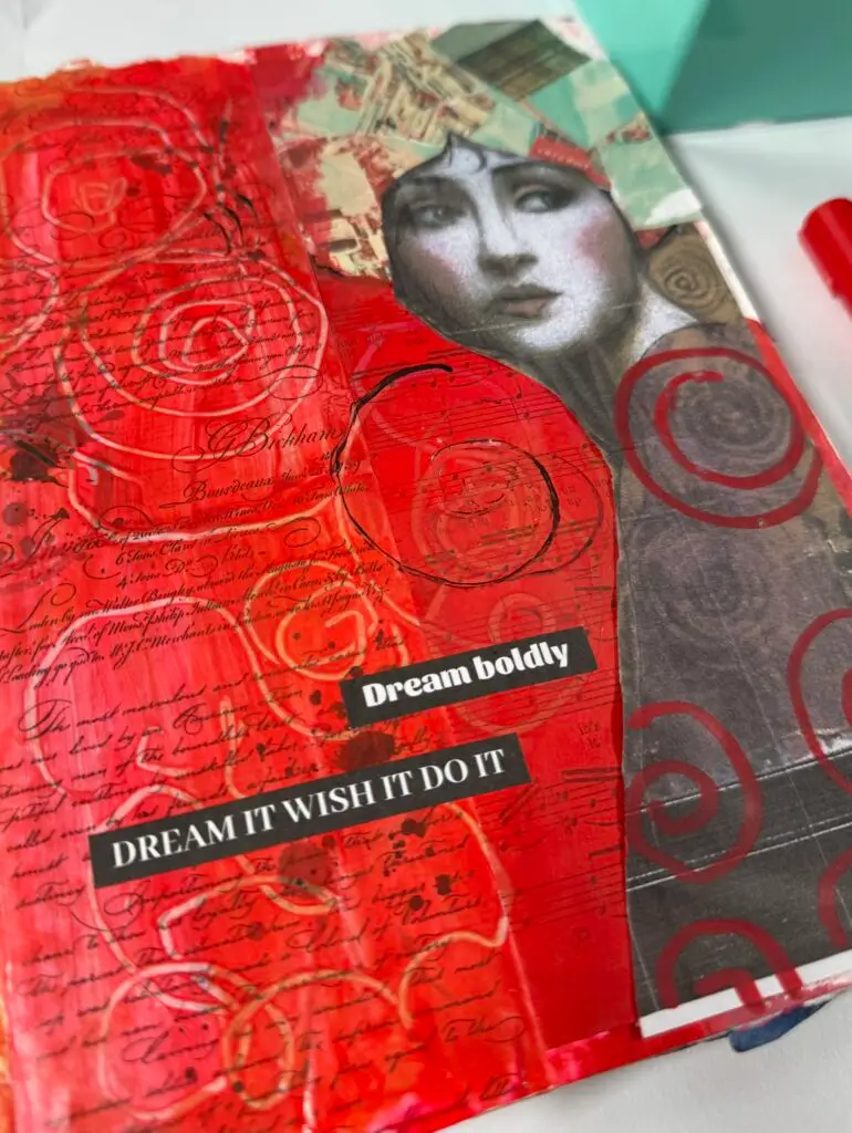 handmade art journal showing a Complementary color scheme