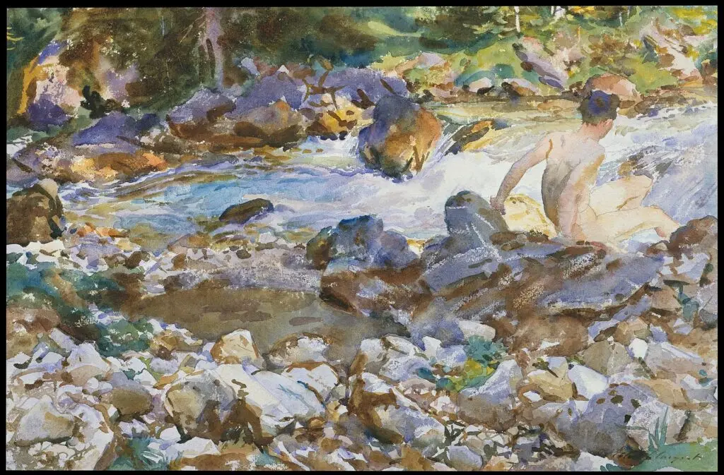 Mountain Stream by Sargent example of creating depth by using details