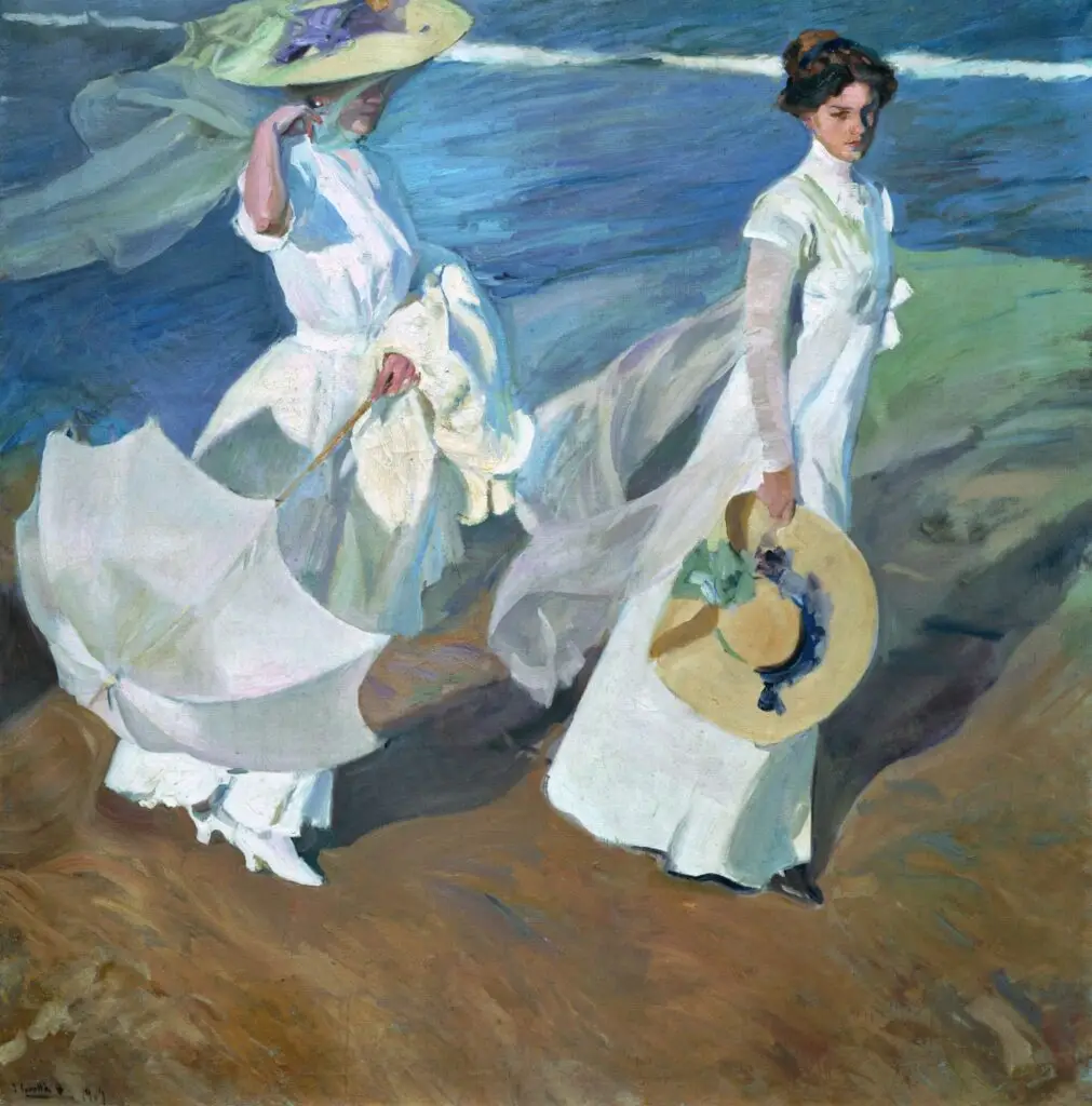 Strolling by the Sea Side by Sorolla example of creating depth by creating light and shadow