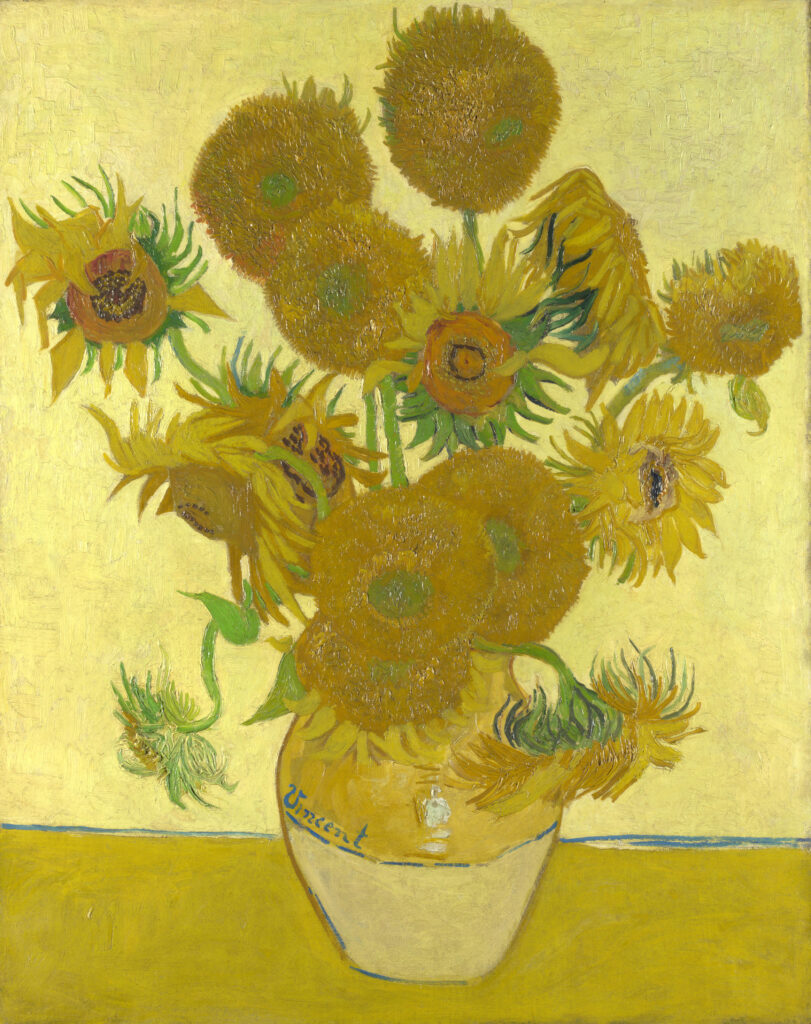 Sunflower by Van Gogh an example of Analogous color scheme