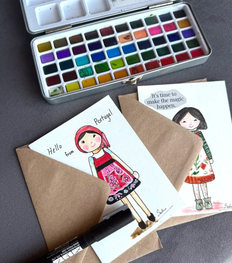 hand painted Whimsical greeting card