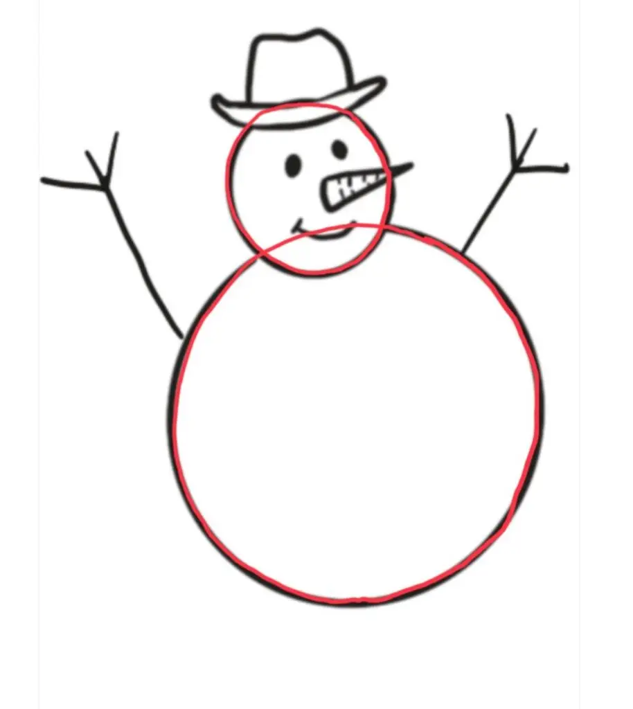 easy drawing of a snow man with simple circles