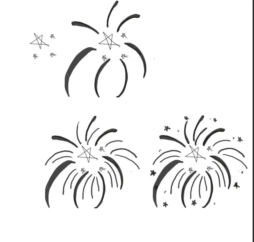 Simple Drawing of fireworks