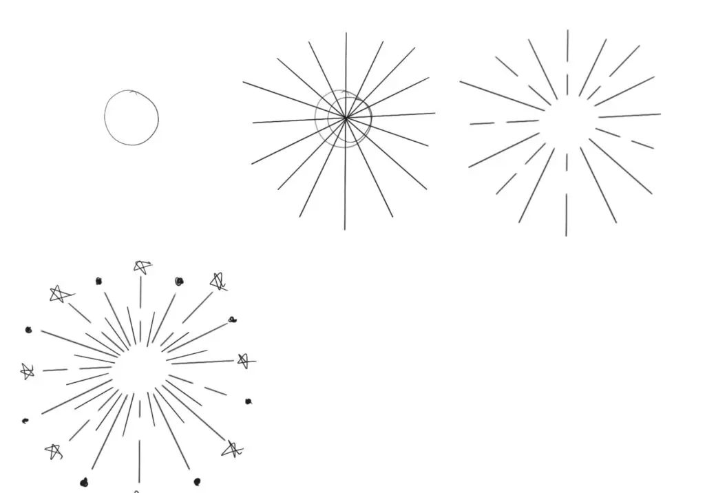 simple drawing of fireworks