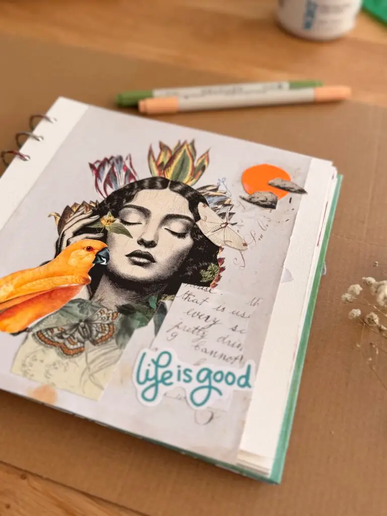 handmade art journal using glue