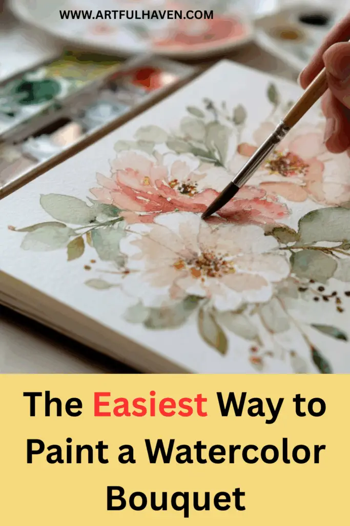 easy watercolor painting in an art journal