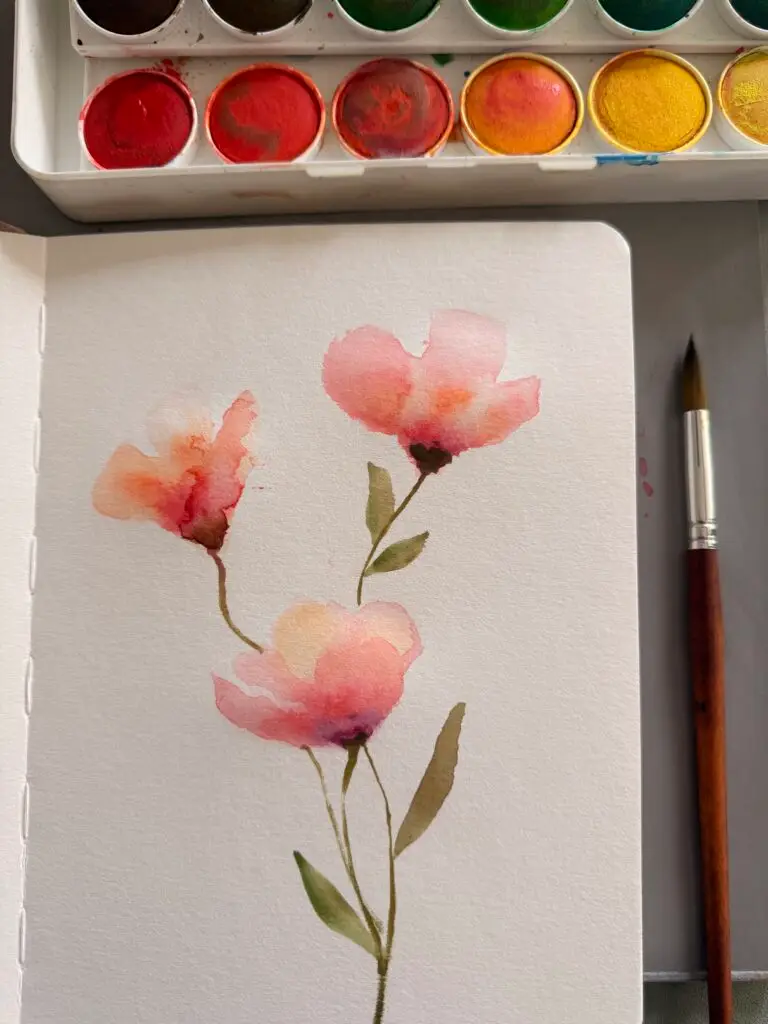 handmade art journal with a loose and easy watercolor flowers