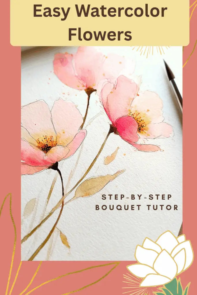 the simplest watercolor flower painting in an art journal