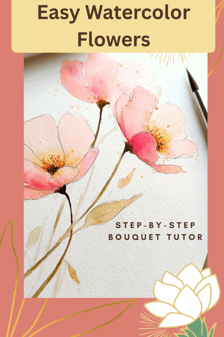 the simplest watercolor flower painting in an art journal
