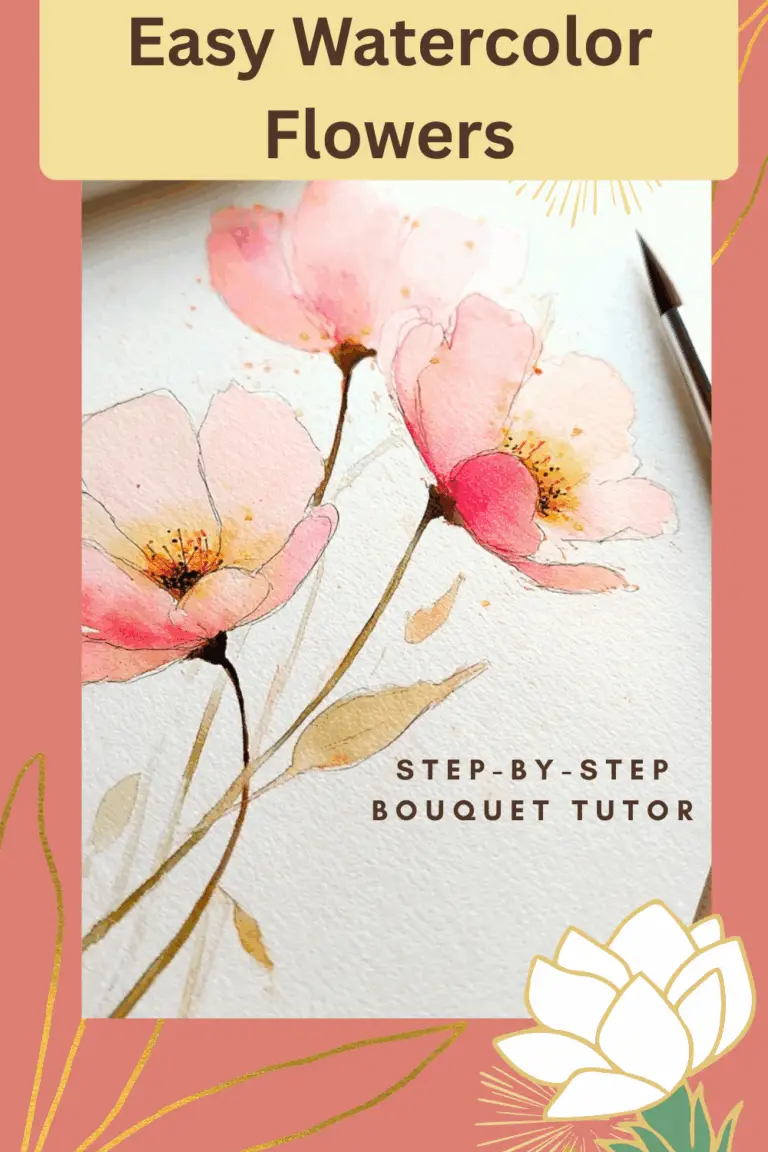 the simplest watercolor flower painting in an art journal