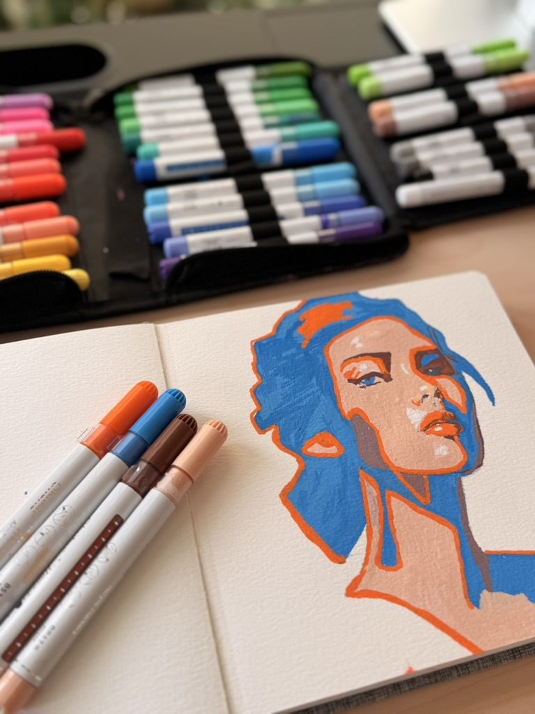 portrait in an art journal