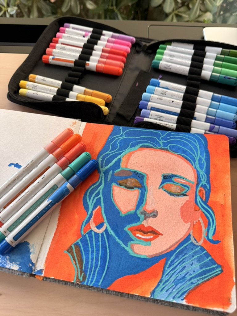 portrait in an art journal