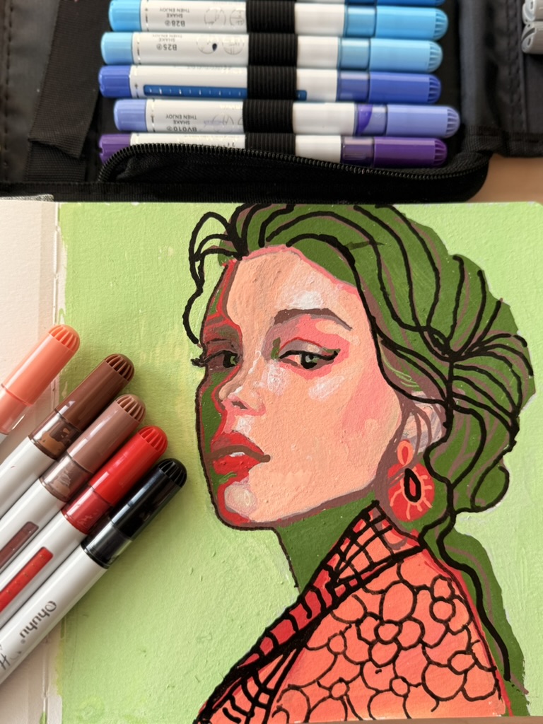 portrait in an art journal