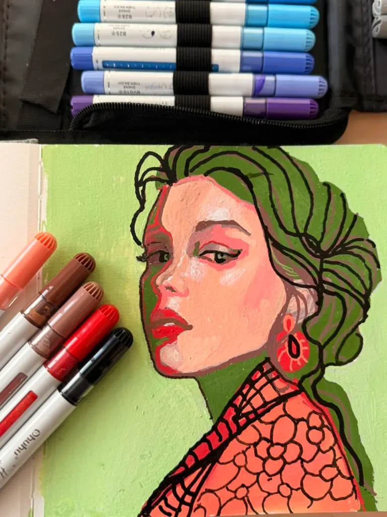portrait in an art journal