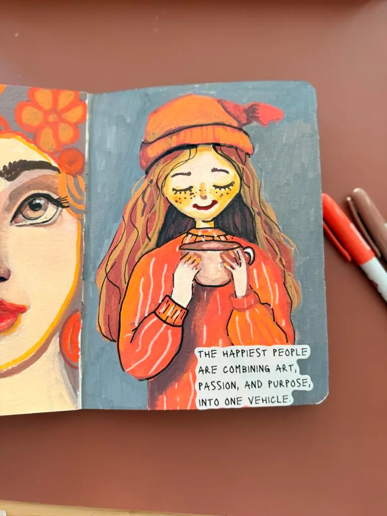 Art journal of whimsical fall Doll