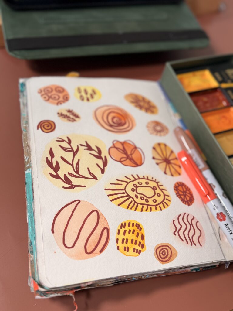 art journal using fall colors