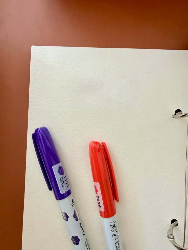 The back of the paper where it shows that the colors don't bleed